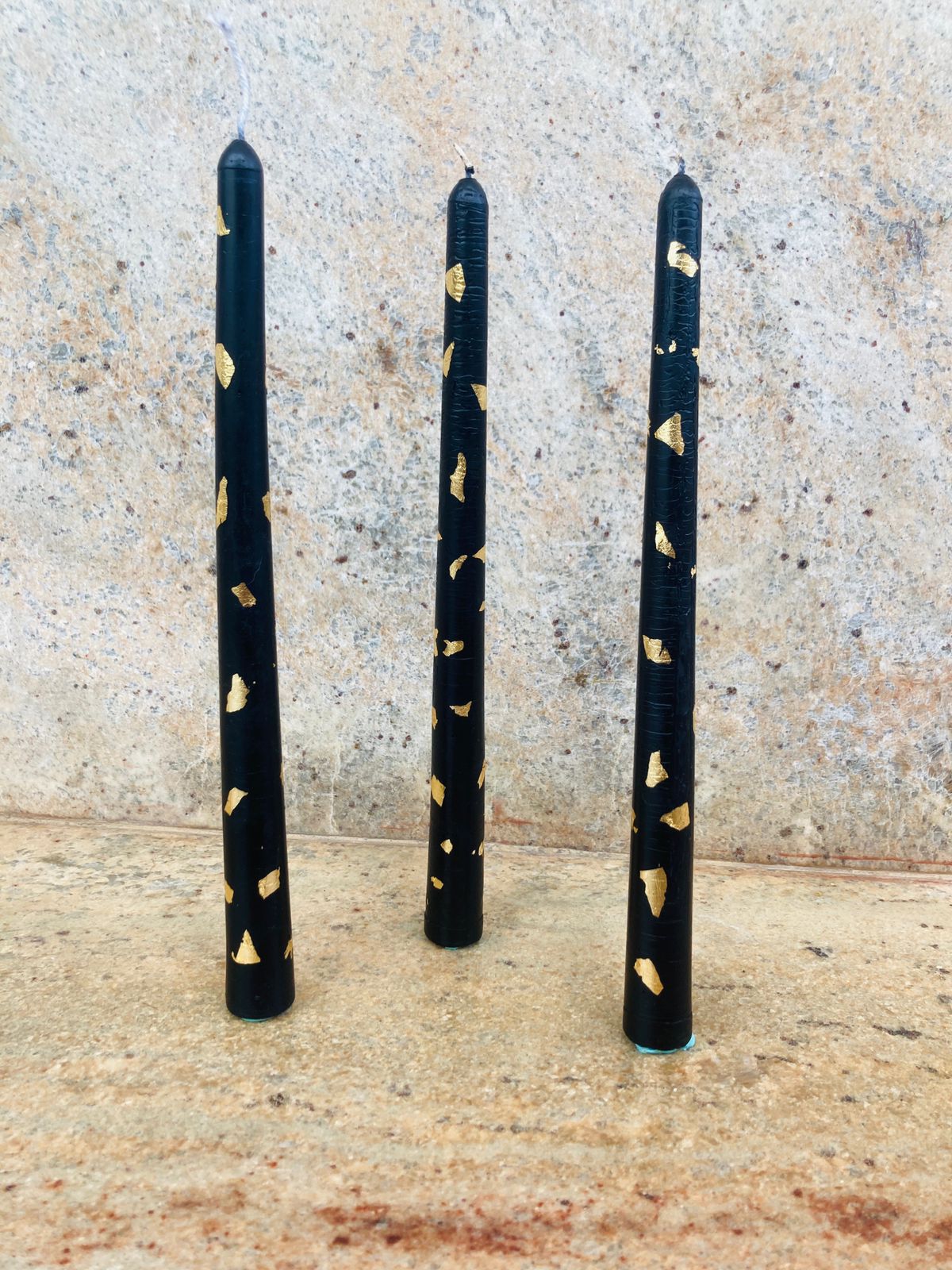 Mystery – Trio of Black & Gold Foil Textured Candles