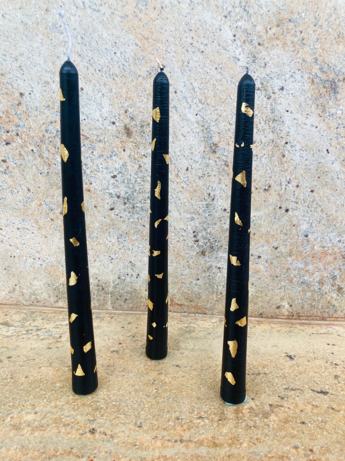 Mystery – Trio of Black & Gold Foil Textured Candles